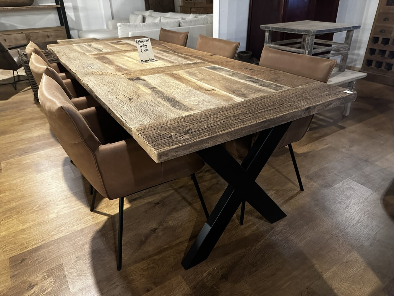 Oud eiken kloostertafel 3 paneel